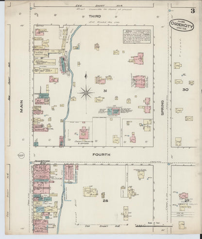 Sanborn Fire Insurance Map from Ogden, Weber County, Utah (1884), Sheet #0003 - Complete Map Set gallery image, historic Sanborn map, vintage wall art, Utah Utah