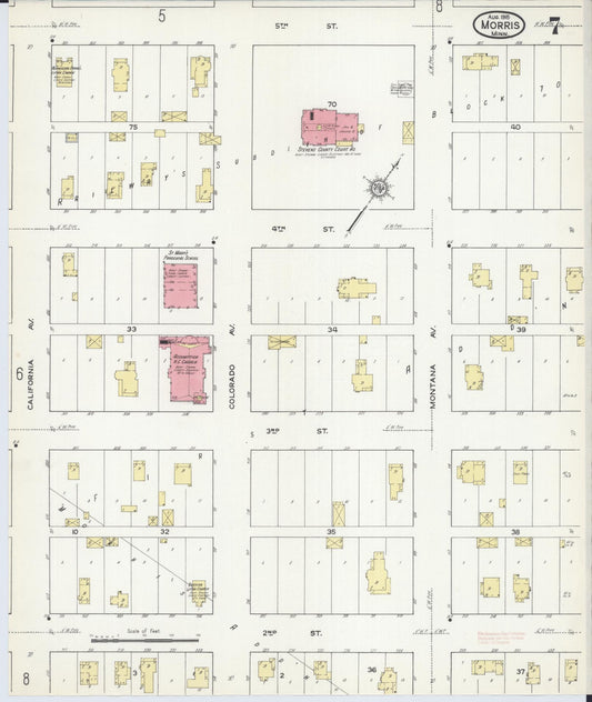Sanborn Fire Insurance Map from Morris, Stevens County, Minnesota (1915), Sheet #0007 - Historic Sanborn Fire Insurance Map Print, vintage old map wall art, antique decor, genealogy gift, Minnesota Minnesota map