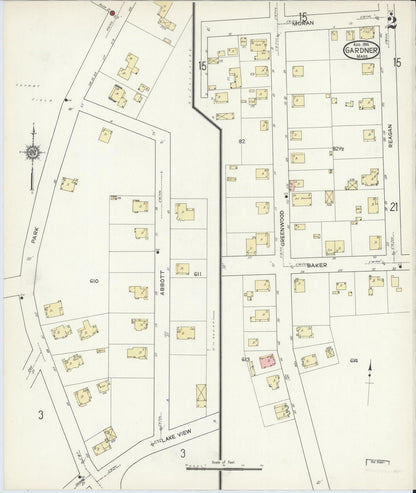 Sanborn Fire Insurance Map from Gardner, Worcester County, Massachusetts (1914), Sheet #0002 - Historic Sanborn Fire Insurance Map Print, vintage old map wall art, antique decor, genealogy gift, Massachusetts Massachusetts map