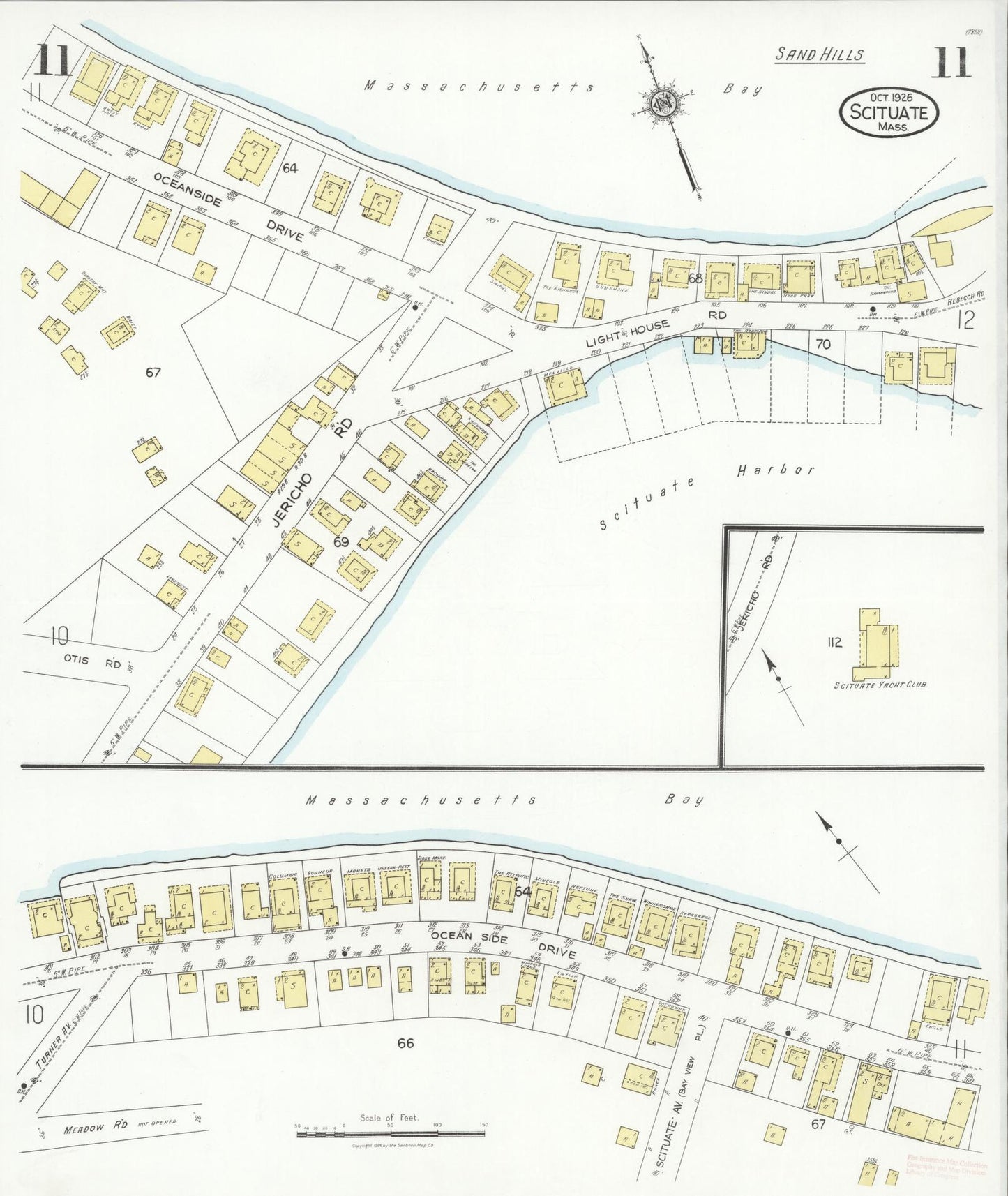 Sanborn Fire Insurance Map from Scituate, Plymouth County, Massachusetts (1926), Sheet #0011 - Complete Map Set gallery image, historic Sanborn map, vintage wall art, Massachusetts Massachusetts