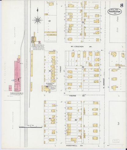 Sanborn Fire Insurance Map from Hoopeston, Vermilion County, Illinois (1906), Sheet #0008 - Historic Sanborn Fire Insurance Map Print, vintage old map wall art, antique decor, genealogy gift, Illinois Illinois map