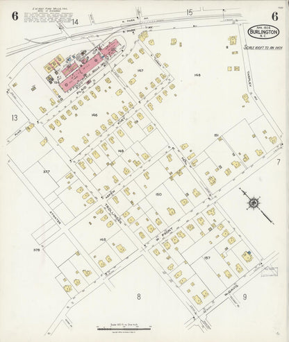 Sanborn Fire Insurance Map from Burlington, Alamance County, North Carolina (1924), Sheet #0006 - Complete Map Set gallery image, historic Sanborn map, vintage wall art, North Carolina North Carolina