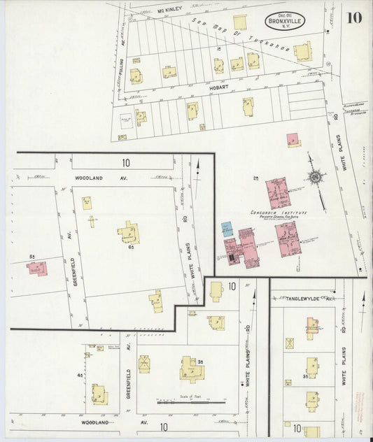 Sanborn Fire Insurance Map from Bronxville, Westchester County, New York (1911), Sheet #0010 - Historic Sanborn Fire Insurance Map Print, vintage old map wall art, antique decor, genealogy gift, New York New York map