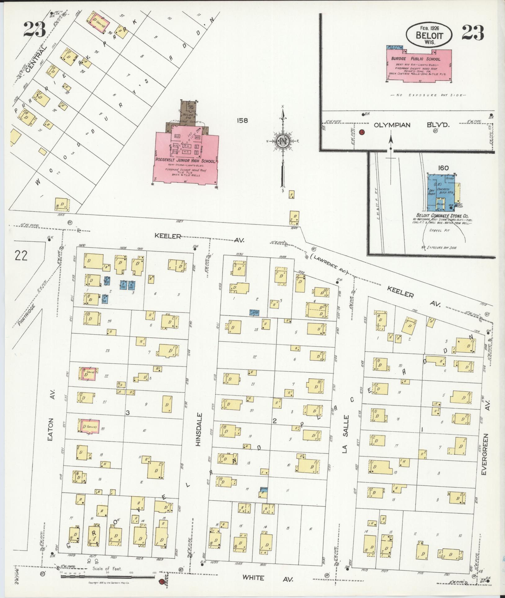 Sanborn Fire Insurance Map from Beloit, Rock County, Wisconsin (1926), Sheet #0023 - Complete Map Set gallery image, historic Sanborn map, vintage wall art, Wisconsin Wisconsin