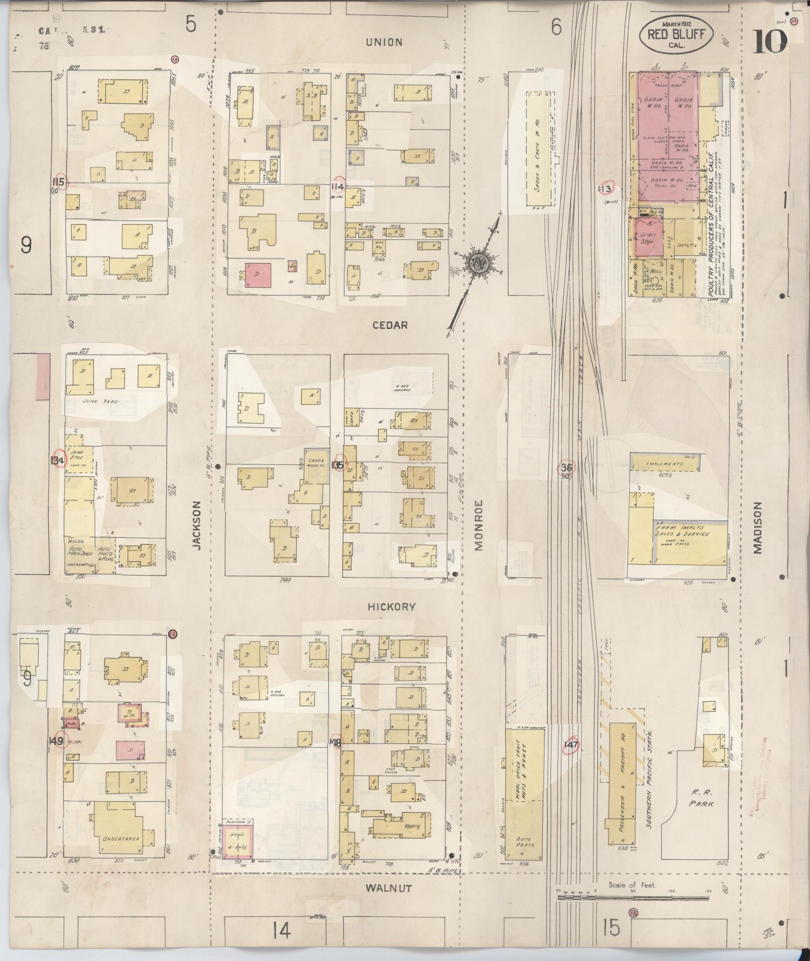 Sanborn Fire Insurance Map from Red Bluff, Tehama County, California (1949), Sheet #0010 - Complete Map Set gallery image, historic Sanborn map, vintage wall art, California California