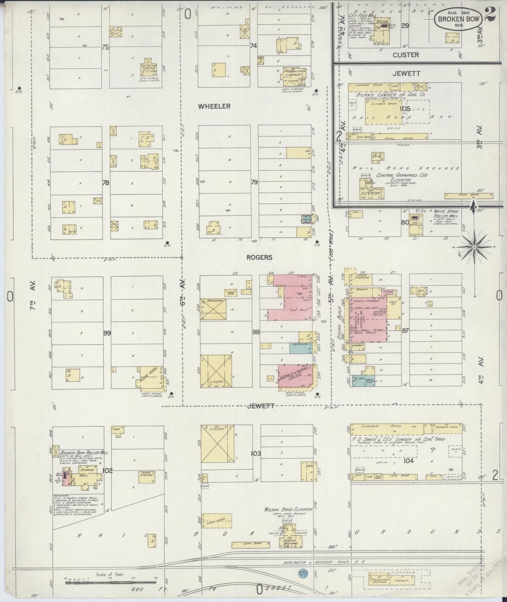 Sanborn Fire Insurance Map from Broken Bow, Custer County, Nebraska (1902), Sheet #0002 - Complete Map Set gallery image, historic Sanborn map, vintage wall art, Nebraska Nebraska