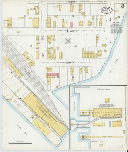 Sanborn Fire Insurance Map from Beaufort, Beaufort County, South Carolina (1899), Sheet #0008 - Complete Map Set gallery image, historic Sanborn map, vintage wall art, South Carolina South Carolina