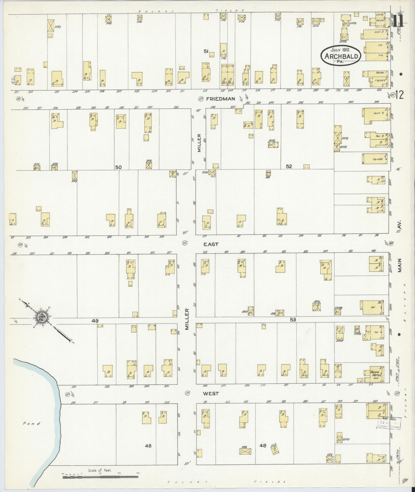Sanborn Fire Insurance Map from Archbald, Lackawanna County, Pennsylvania (1912), Sheet #0011 - Historic Sanborn Fire Insurance Map Print, vintage old map wall art, antique decor, genealogy gift, Pennsylvania Pennsylvania map