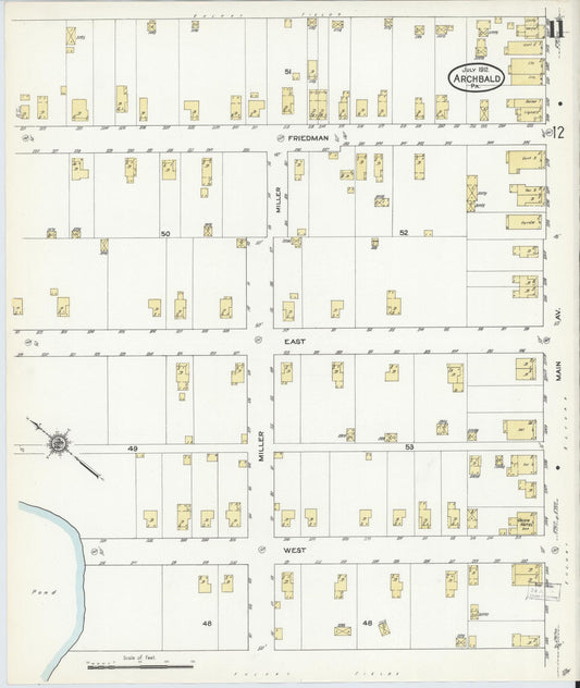 Sanborn Fire Insurance Map from Archbald, Lackawanna County, Pennsylvania (1912), Sheet #0011 - Historic Sanborn Fire Insurance Map Print, vintage old map wall art, antique decor, genealogy gift, Pennsylvania Pennsylvania map