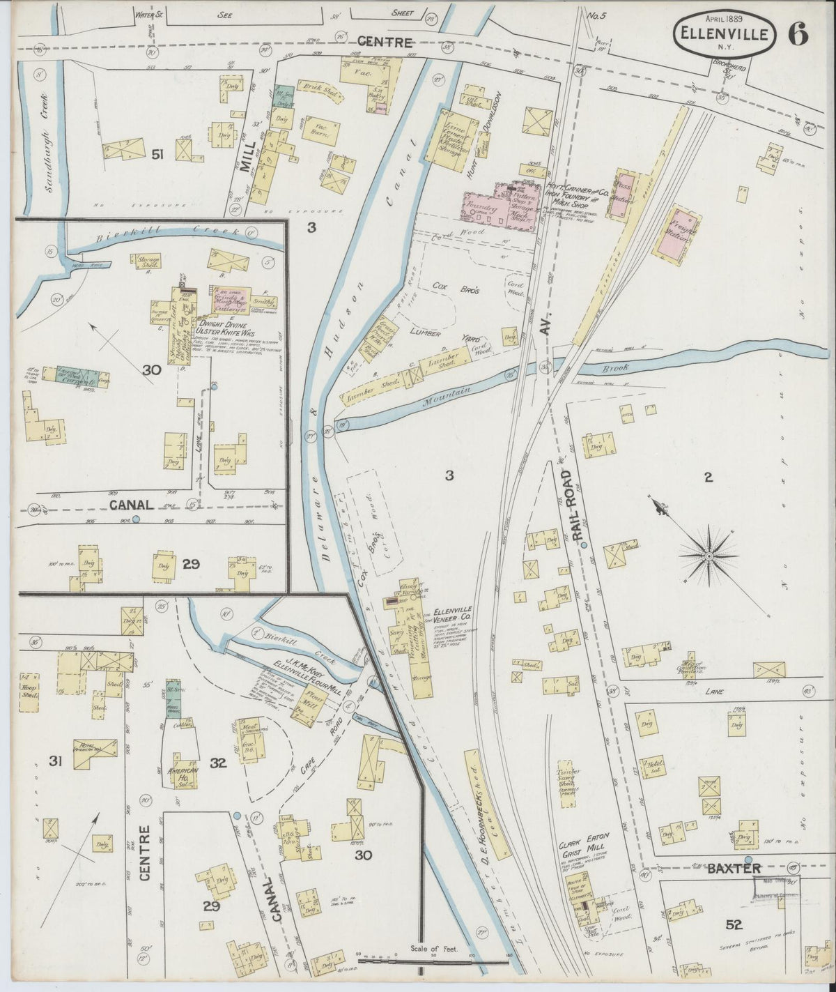 Sanborn Fire Insurance Map from Ellenville, Ulster County, New York (1889), Sheet #0006 - Complete Map Set gallery image, historic Sanborn map, vintage wall art, New York New York