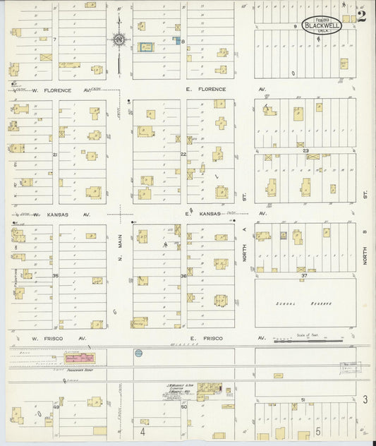 Sanborn Fire Insurance Map from Blackwell, Kay County, Oklahoma (1913), Sheet #0002 - Historic Sanborn Fire Insurance Map Print, vintage old map wall art, antique decor, genealogy gift, Oklahoma Oklahoma map
