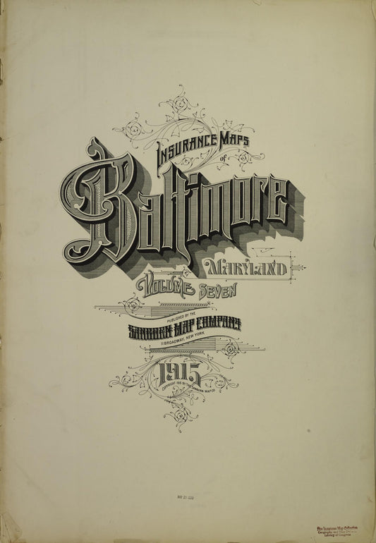 Sanborn Fire Insurance Map from Baltimore, Independent Cities, Maryland (1915), Sheet #0001 - Historic Sanborn Fire Insurance Map Print, vintage old map wall art, antique decor, genealogy gift, Maryland Maryland map
