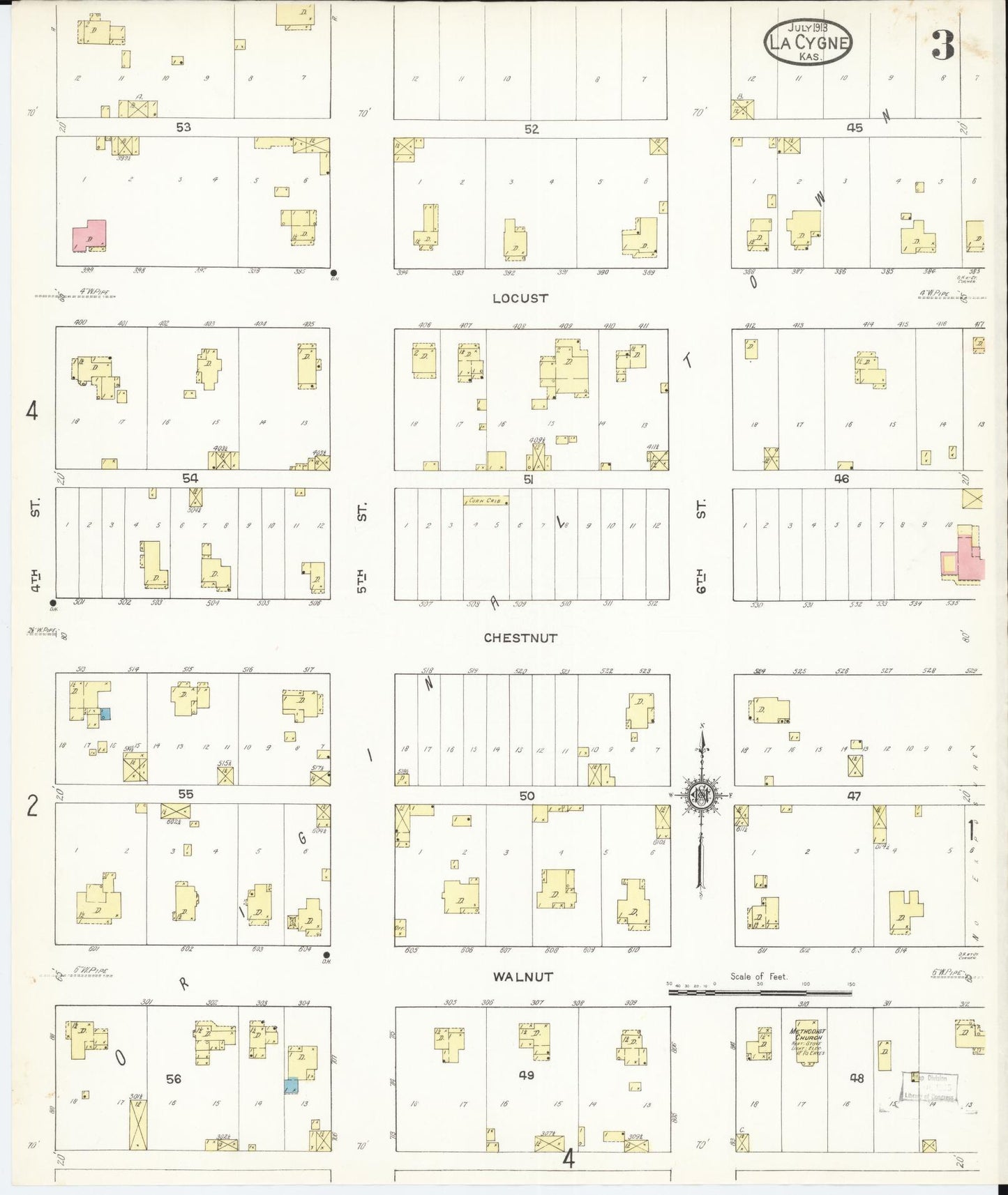 Sanborn Fire Insurance Map from La Cynge, Linn County, Kansas (1913), Sheet #0003 - Historic Sanborn Fire Insurance Map Print, vintage old map wall art, antique decor, genealogy gift, Kansas Kansas map