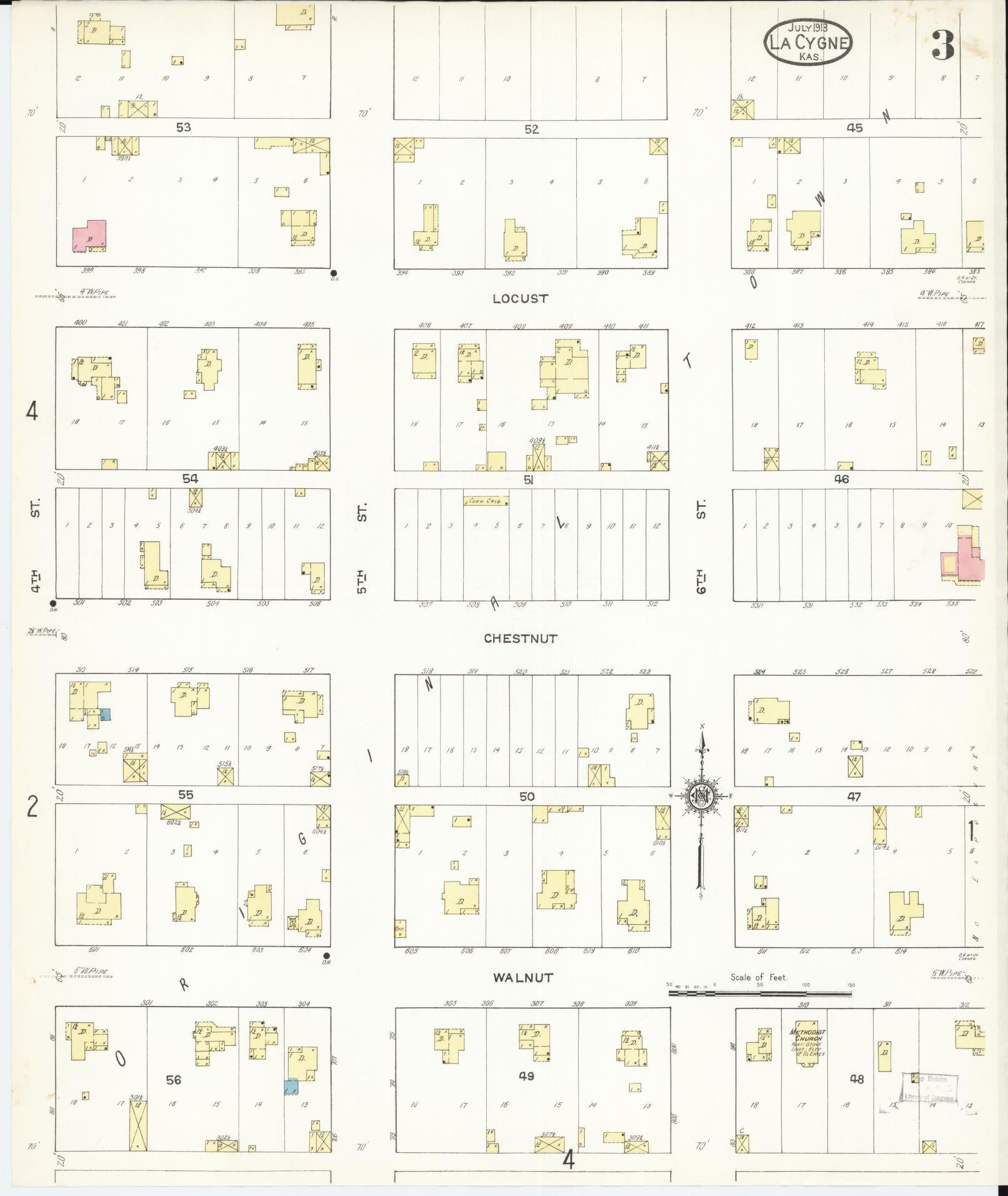 Sanborn Fire Insurance Map from La Cynge, Linn County, Kansas (1913), Sheet #0003 - Historic Sanborn Fire Insurance Map Print, vintage old map wall art, antique decor, genealogy gift, Kansas Kansas map
