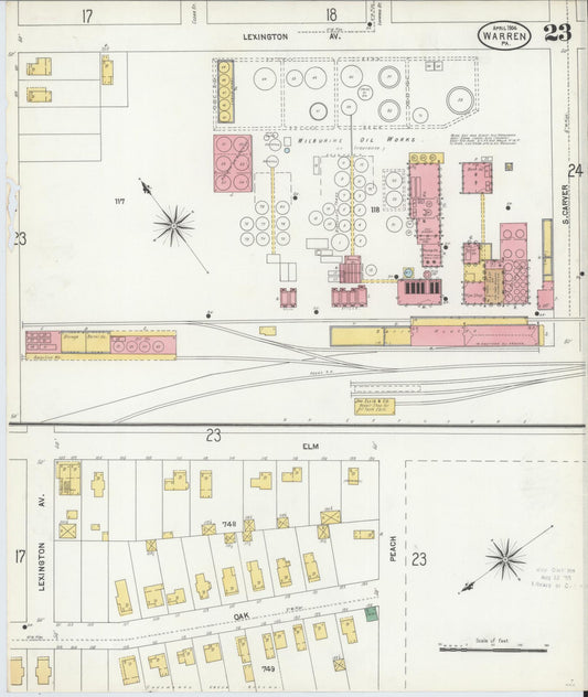Sanborn Fire Insurance Map from Warren, Warren County, Pennsylvania (1904), Sheet #0023 - Historic Sanborn Fire Insurance Map Print, vintage old map wall art, antique decor, genealogy gift, Pennsylvania Pennsylvania map