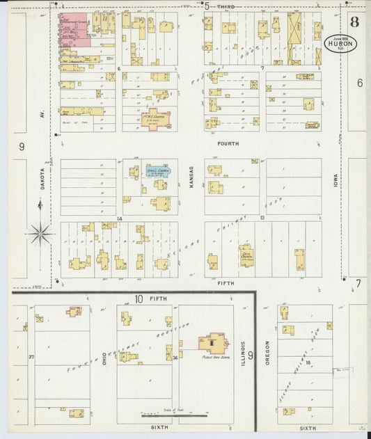 Sanborn Fire Insurance Map from Huron, Beadle County, South Dakota (1898), Sheet #0008 - Historic Sanborn Fire Insurance Map Print, vintage old map wall art, antique decor, genealogy gift, South Dakota South Dakota map