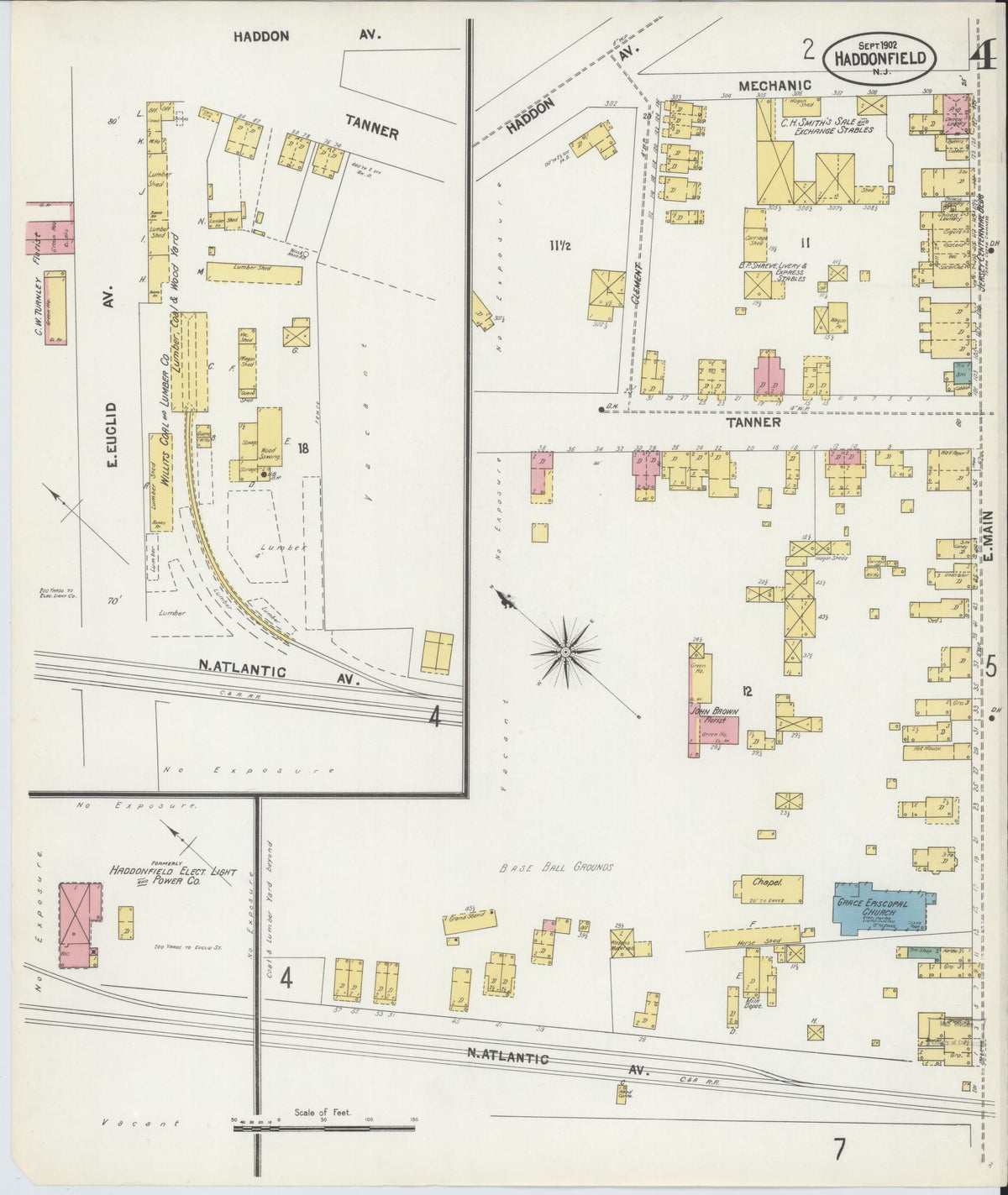 Sanborn Fire Insurance Map from Haddonfield, Camden County, New Jersey (1902), Sheet #0004 - Complete Map Set gallery image, historic Sanborn map, vintage wall art, New Jersey New Jersey