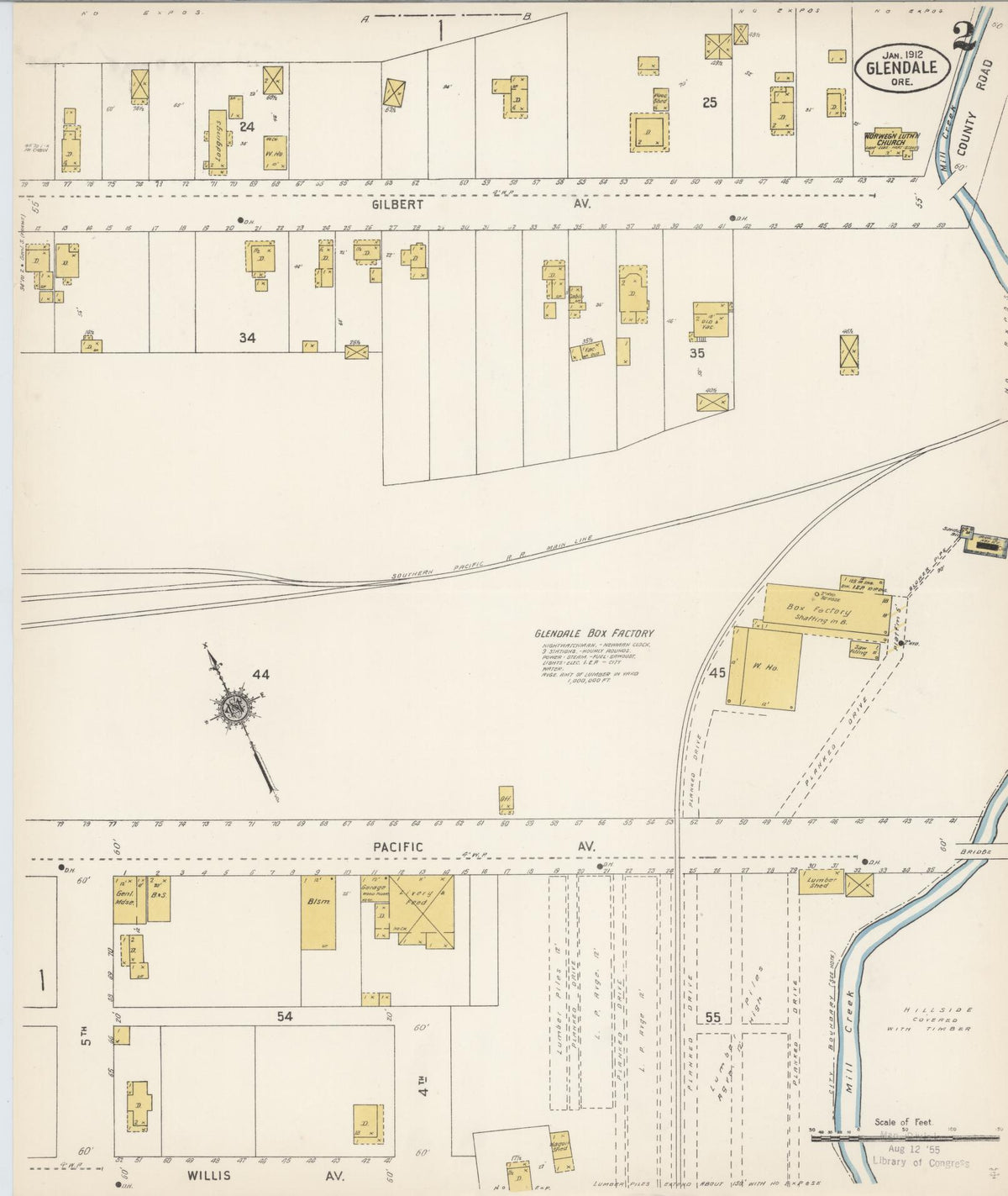 Sanborn Fire Insurance Map from Glendale, Douglas County, Oregon (1912), Sheet #0002 - Historic Sanborn Fire Insurance Map Print, vintage old map wall art, antique decor, genealogy gift, Oregon Oregon map