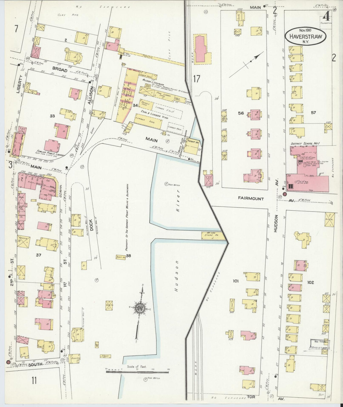 Sanborn Fire Insurance Map from Haverstraw, Rockland County, New York (1910), Sheet #0004 - Complete Map Set gallery image, historic Sanborn map, vintage wall art, New York New York