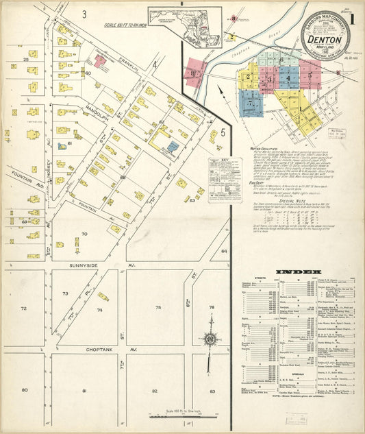 Sanborn Fire Insurance Map from Denton, Caroline County, Maryland. (1915) – Historic Sanborn Fire Insurance Map Print