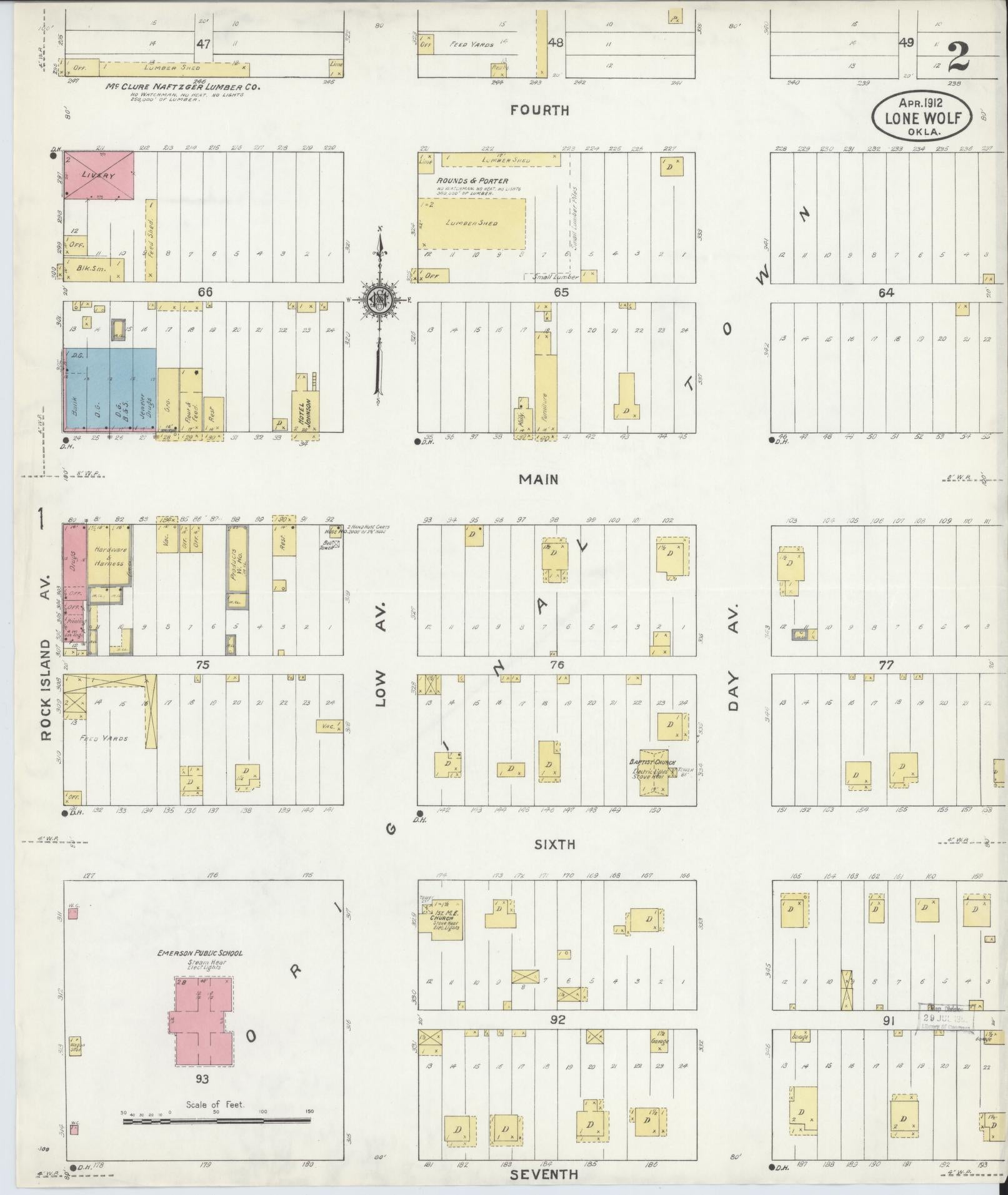 Sanborn Fire Insurance Map from Lone Wolf, Kiowa County, Oklahoma (1912), Sheet #0002 - Complete Map Set gallery image, historic Sanborn map, vintage wall art, Oklahoma Oklahoma