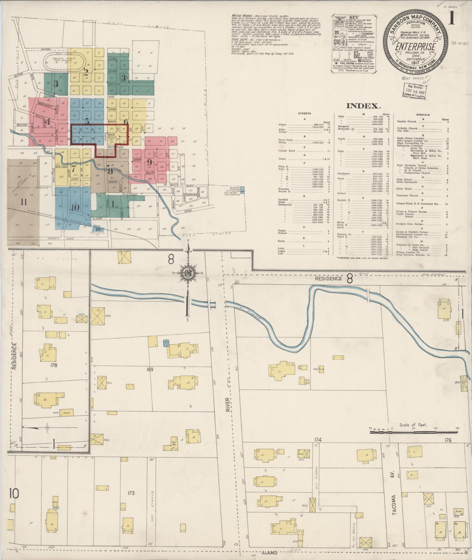 Sanborn Fire Insurance Map from Enterprise, Wallowa County, Oregon (1917), Sheet #0001 - Complete Map Set gallery image, historic Sanborn map, vintage wall art, Oregon Oregon
