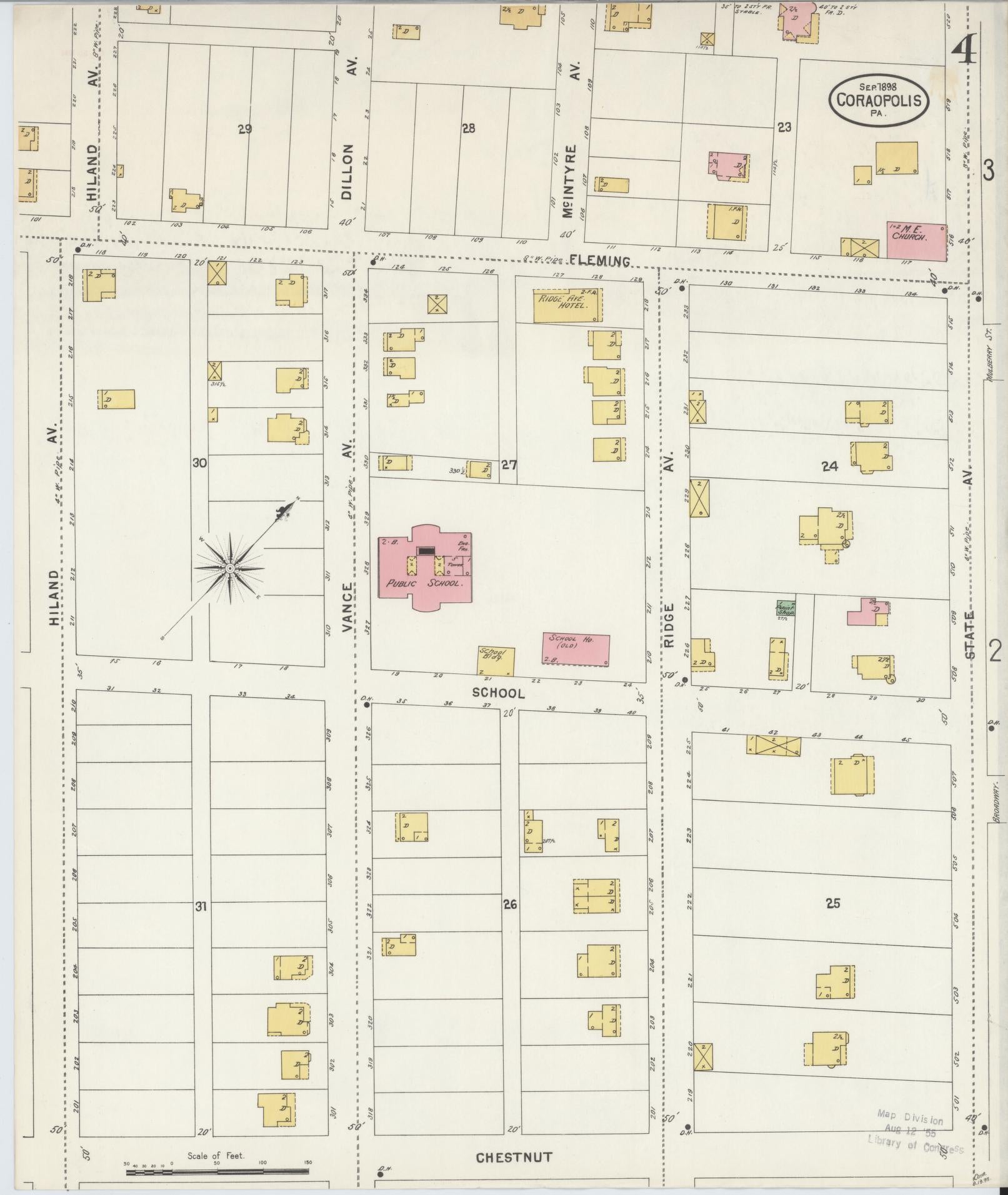 Sanborn Fire Insurance Map from Coraopolis, Allegheny County, Pennsylvania (1898), Sheet #0004 - Complete Map Set gallery image, historic Sanborn map, vintage wall art, Pennsylvania Pennsylvania