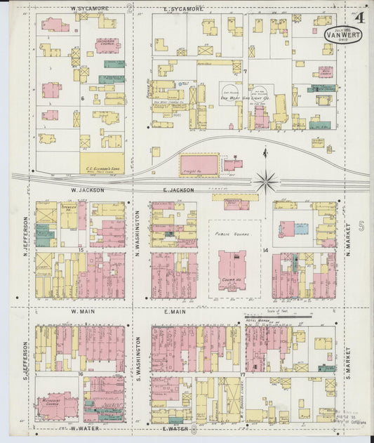 Sanborn Fire Insurance Map from Van Wert, Van Wert County, Ohio (1895), Sheet #0004 - Historic Sanborn Fire Insurance Map Print, vintage old map wall art, antique decor, genealogy gift, Ohio Ohio map