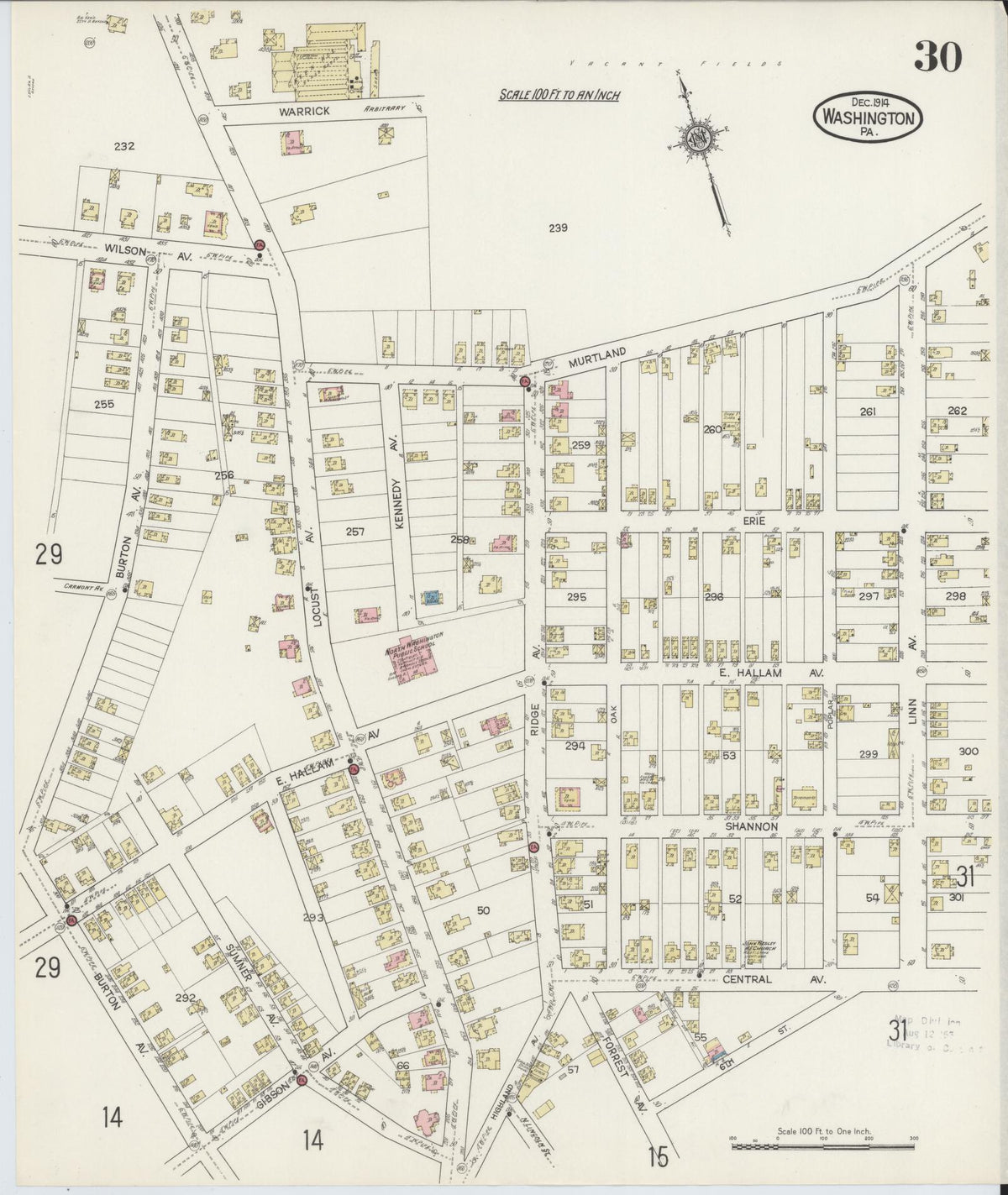 Sanborn Fire Insurance Map from Washington, Washington County, Pennsylvania (1914), Sheet #0030 - Complete Map Set gallery image, historic Sanborn map, vintage wall art, Sanborn Fire Insurance Map from Washington Washington