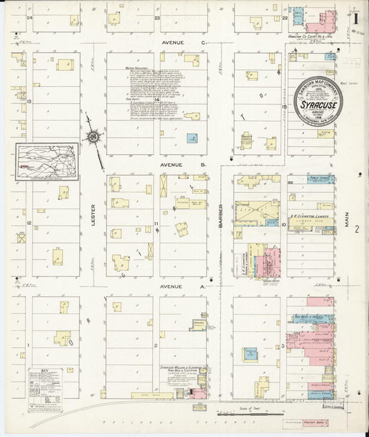 Sanborn Fire Insurance Map from Syracuse, Hamilton County, Kansas (1914), Sheet #0001 - Complete Map Set gallery image, historic Sanborn map, vintage wall art, Kansas Kansas