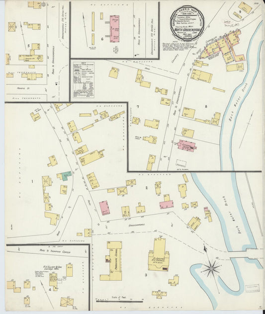 Sanborn Fire Insurance Map from North Grosvenordale, Windham County, Connecticut (1897), Sheet #0001 - Historic Sanborn Fire Insurance Map Print, vintage old map wall art, antique decor, genealogy gift, Connecticut Connecticut map