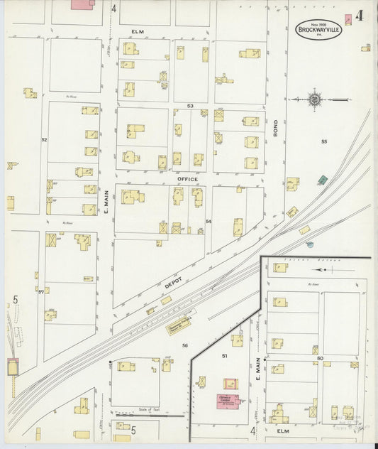 Sanborn Fire Insurance Map from Brockway, Jefferson County, Pennsylvania (1909), Sheet #0004 - Historic Sanborn Fire Insurance Map Print, vintage old map wall art, antique decor, genealogy gift, Pennsylvania Pennsylvania map