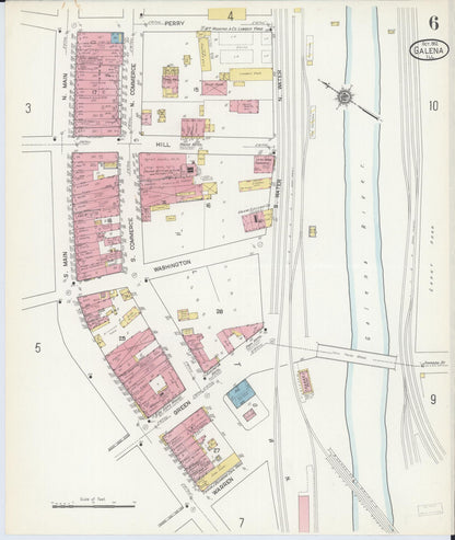 Sanborn Fire Insurance Map from Galena, Jo Daviess County, Illinois (1912), Sheet #0006 - Complete Map Set gallery image, historic Sanborn map, vintage wall art, Illinois Illinois