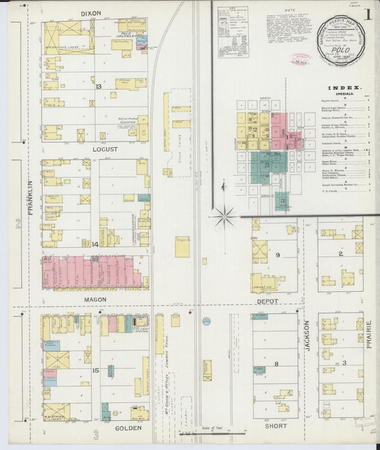 Sanborn Fire Insurance Map from Polo, Ogle County, Illinois (1893), Sheet #0001 - Complete Map Set gallery image, historic Sanborn map, vintage wall art, Illinois Illinois
