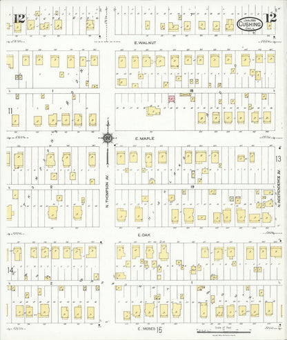Sanborn Fire Insurance Map from Cushing, Payne County, Oklahoma (1924), Sheet #0012 - Complete Map Set gallery image, historic Sanborn map, vintage wall art, Oklahoma Oklahoma
