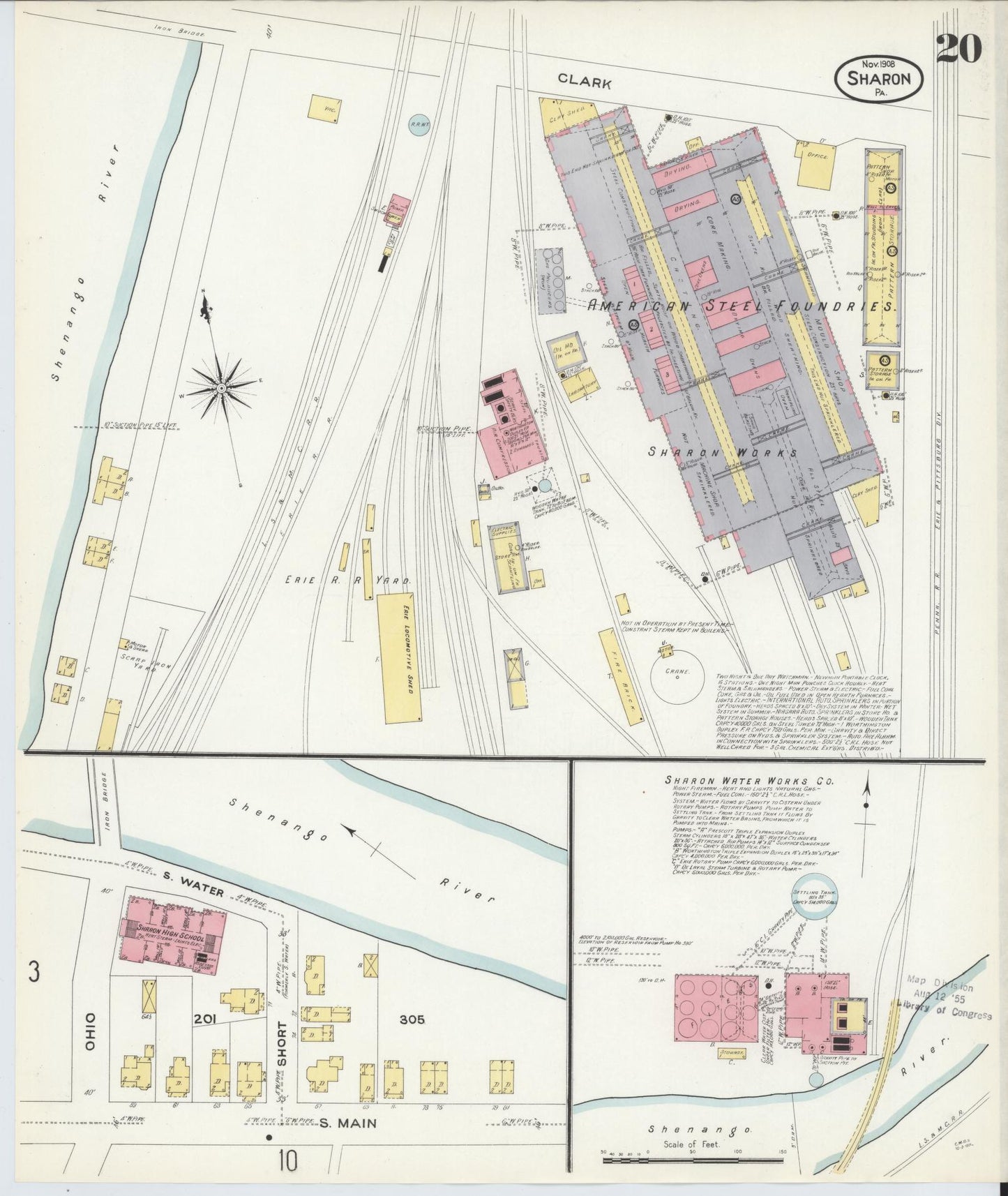 Sanborn Fire Insurance Map from Sharon, Mercer County, Pennsylvania (1908), Sheet #0020 - Complete Map Set gallery image, historic Sanborn map, vintage wall art, Pennsylvania Pennsylvania