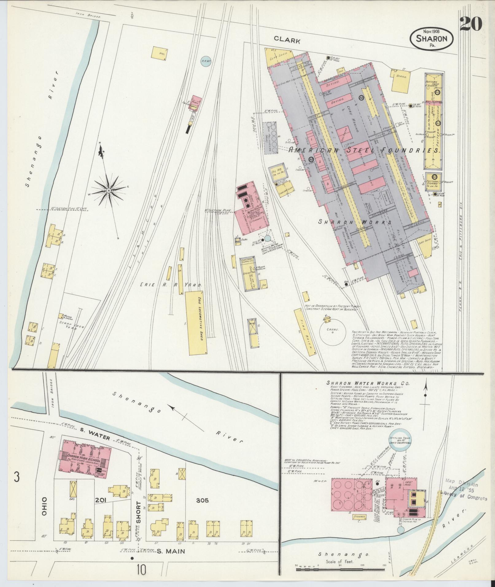 Sanborn Fire Insurance Map from Sharon, Mercer County, Pennsylvania (1908), Sheet #0020 - Complete Map Set gallery image, historic Sanborn map, vintage wall art, Pennsylvania Pennsylvania