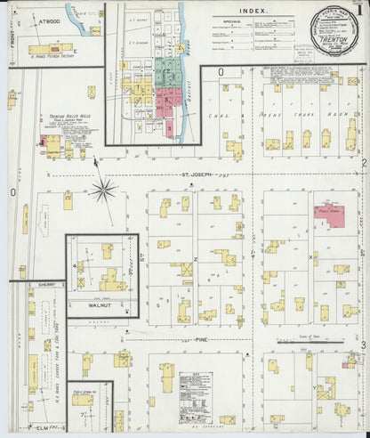Sanborn Fire Insurance Map from Trenton, Wayne County, Michigan (1900), Sheet #0001 - Historic Sanborn Fire Insurance Map Print, vintage old map wall art, antique decor, genealogy gift, Michigan Michigan map