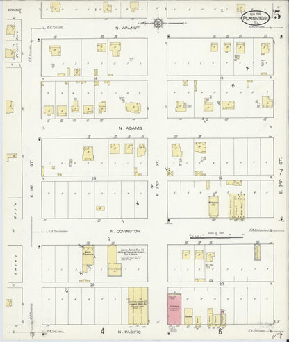 Sanborn Fire Insurance Map from Plainview, Hale County, Texas (1914), Sheet #0005 - Complete Map Set gallery image, historic Sanborn map, vintage wall art, Texas Texas