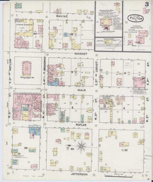 Sanborn Fire Insurance Map from Fulton, Callaway County, Missouri (1890), Sheet #0003 - Historic Sanborn Fire Insurance Map Print, vintage old map wall art, antique decor, genealogy gift, Missouri Missouri map