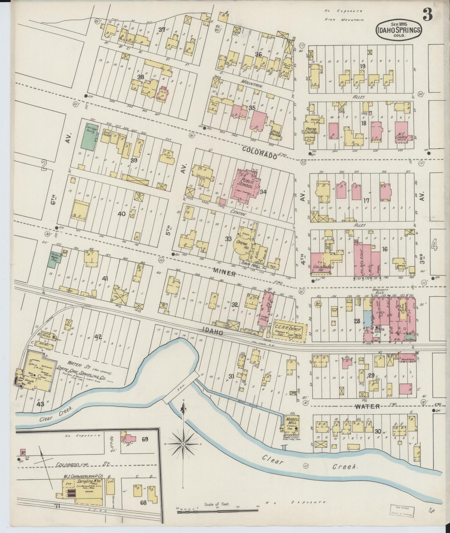Sanborn Fire Insurance Map from Idaho Springs, Clear Creek County, Colorado (1895), Sheet #0003 - Complete Map Set gallery image, historic Sanborn map, vintage wall art, Idaho Idaho
