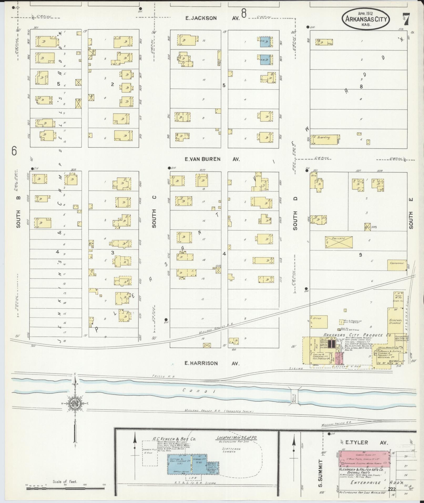Sanborn Fire Insurance Map from Arkansas City, Cowley County, Kansas (1912), Sheet #0007 - Historic Sanborn Fire Insurance Map Print, vintage old map wall art, antique decor, genealogy gift, Arkansas Arkansas map