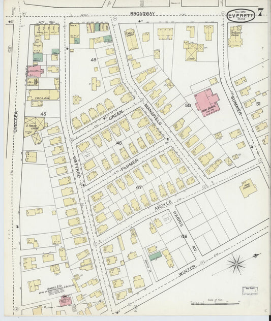 Sanborn Fire Insurance Map from Everett, Middlesex County, Massachusetts (1892), Sheet #0007 - Historic Sanborn Fire Insurance Map Print, vintage old map wall art, antique decor, genealogy gift, Massachusetts Massachusetts map