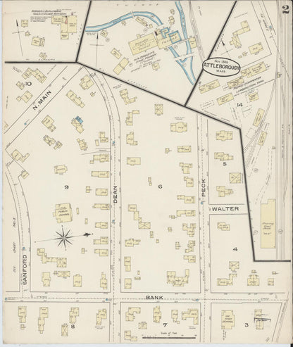 Sanborn Fire Insurance Map from Attleboro, Bristol County, Massachusetts (1885), Sheet #0002 - Historic Sanborn Fire Insurance Map Print, vintage old map wall art, antique decor, genealogy gift, Massachusetts Massachusetts map