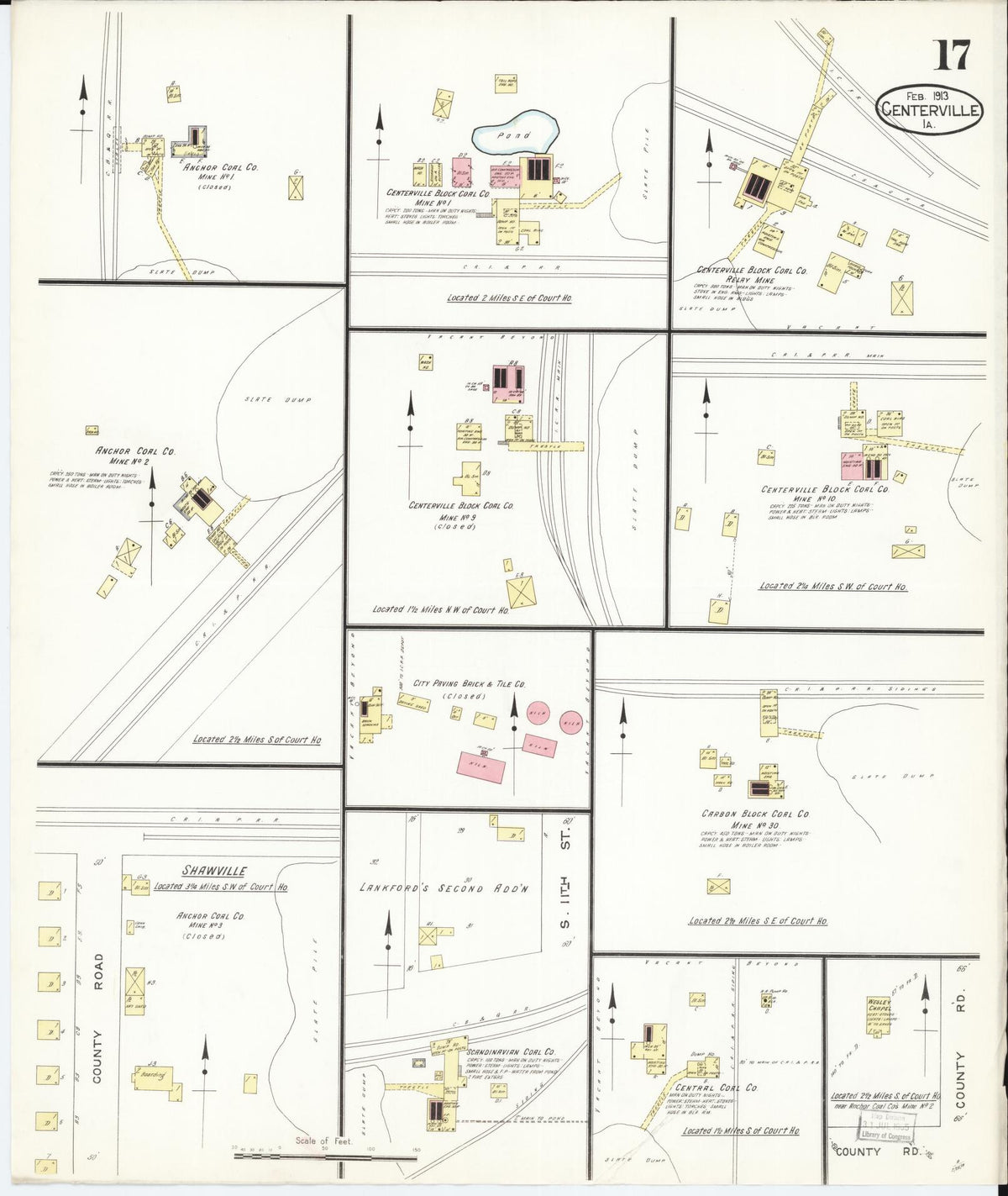Sanborn Fire Insurance Map from Centerville, Appanoose County, Iowa (1913), Sheet #0017 - Historic Sanborn Fire Insurance Map Print