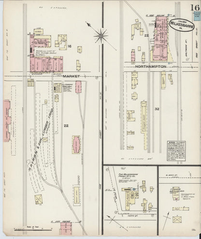 Sanborn Fire Insurance Map from Wilkes Barre, Luzerne County, Pennsylvania (1884), Sheet #0016 - Historic Sanborn Fire Insurance Map Print, vintage old map wall art, antique decor, genealogy gift, Pennsylvania Pennsylvania map
