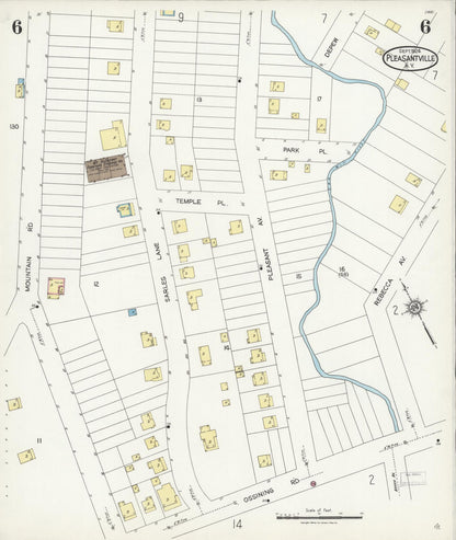 Sanborn Fire Insurance Map from Pleasantville, Westchester County, New York (1924), Sheet #0006 - Historic Sanborn Fire Insurance Map Print, vintage old map wall art, antique decor, genealogy gift, New York New York map