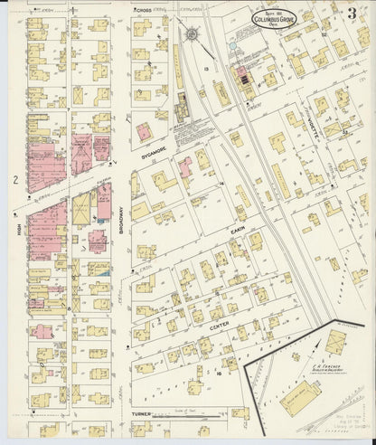 Sanborn Fire Insurance Map from Columbus Grove, Putnam County, Ohio (1911), Sheet #0003 - Historic Sanborn Fire Insurance Map Print, vintage old map wall art, antique decor, genealogy gift, Ohio Ohio map