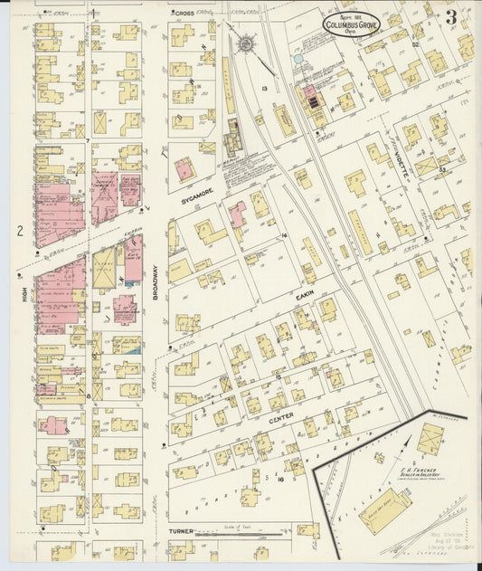 Sanborn Fire Insurance Map from Columbus Grove, Putnam County, Ohio (1911), Sheet #0003 - Historic Sanborn Fire Insurance Map Print, vintage old map wall art, antique decor, genealogy gift, Ohio Ohio map