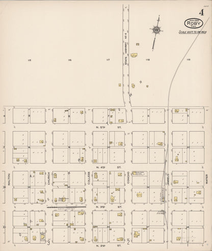 Sanborn Fire Insurance Map from Roby, Fisher County, Texas (1922), Sheet #0004 - Complete Map Set gallery image, historic Sanborn map, vintage wall art, Texas Texas